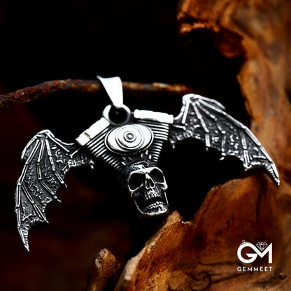 Stainless Steel Bat Skull Pendant