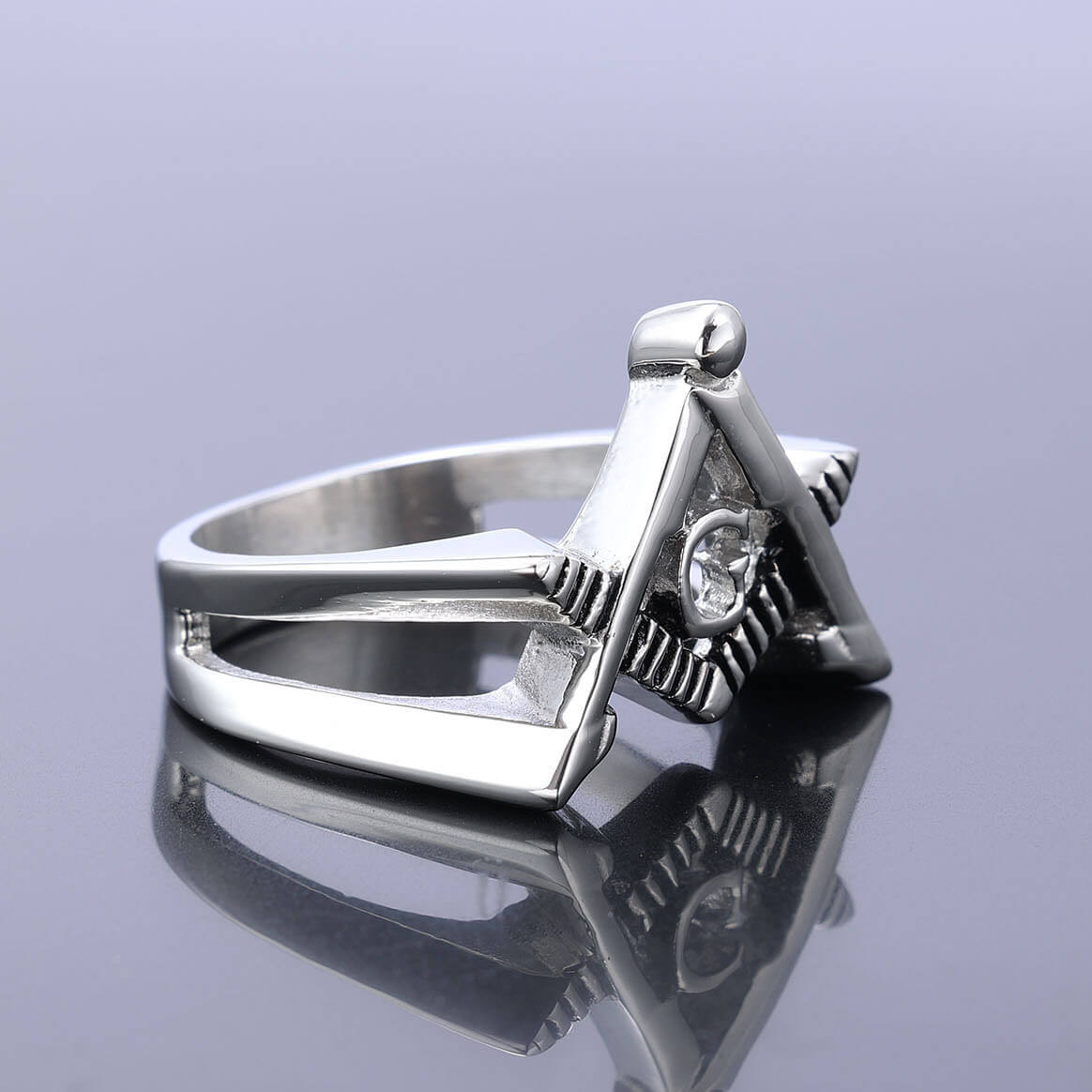 Stainless Steel Simple AG Masonic Solid Ring