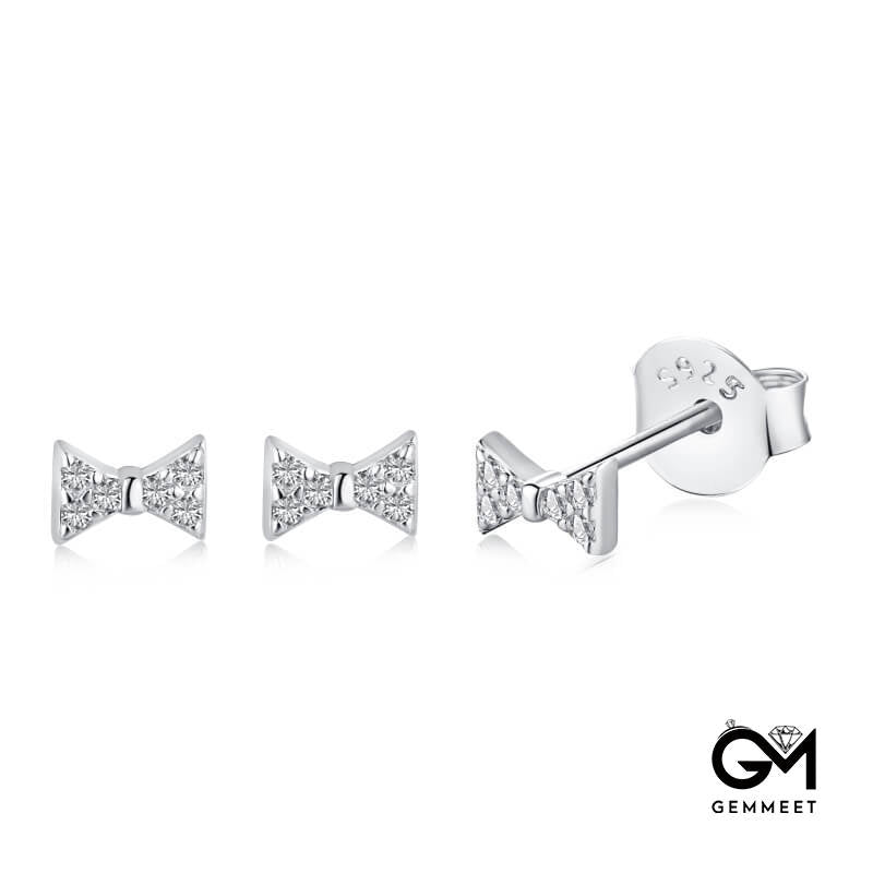 S925 Silver Delicate Bow Set Earrings