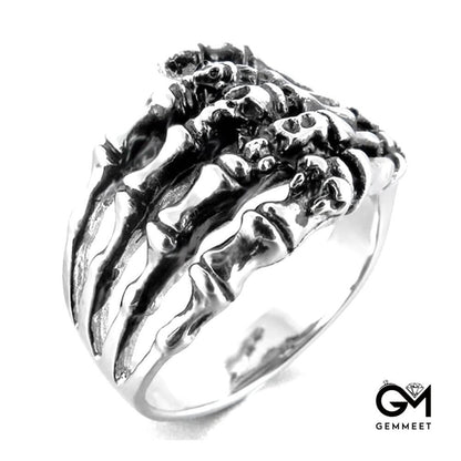 Men's Titanium Steel Palm Skull Ring