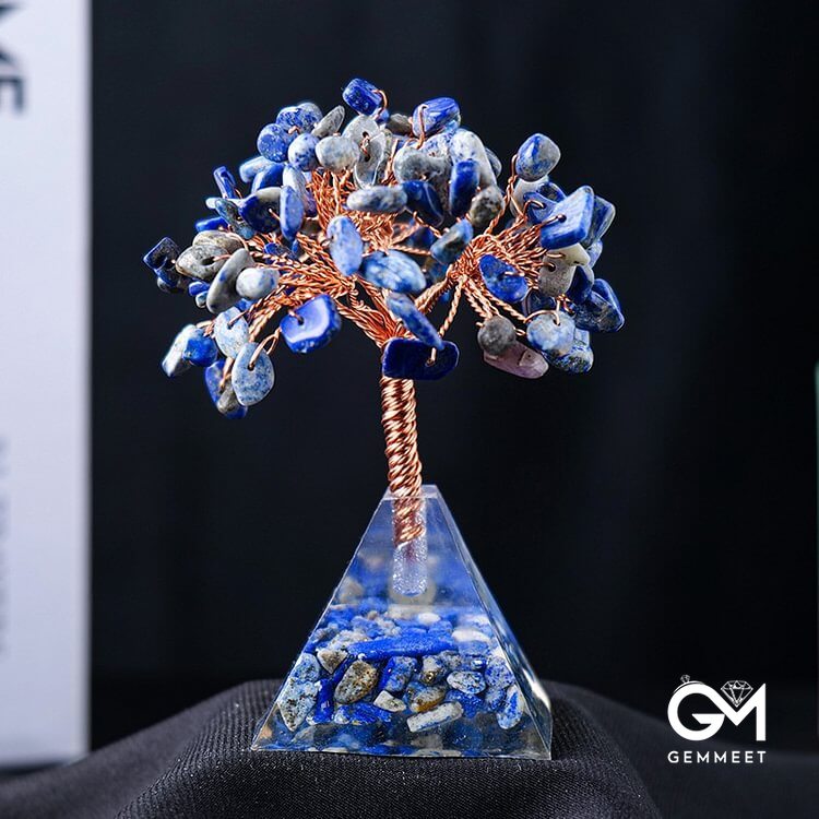 Crystal Gravel Pyramid Base Feng Shui Tree