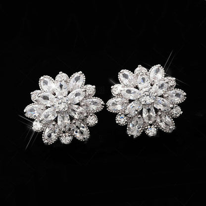 New Zircon Sun Flower Stud Earrings Studded Diamond Earrings