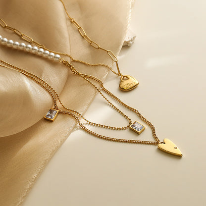 Golden Heart Shape Pendant Chain Necklace