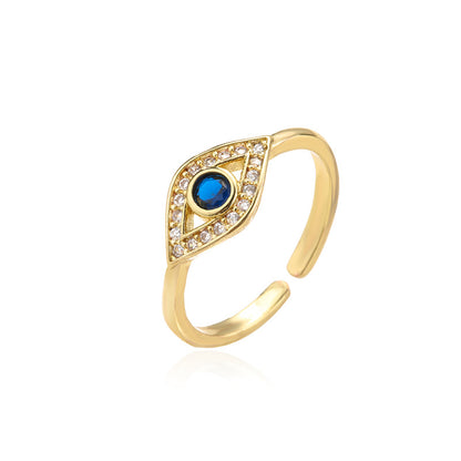 Golden Hollow Evil Eye Full Stones Ring