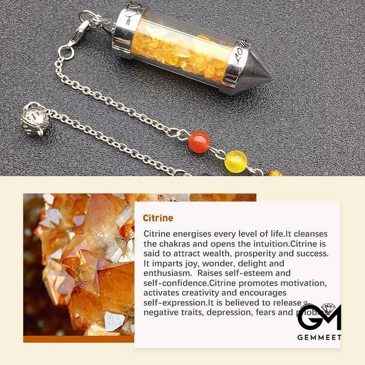 Chakra Colored Crystal Meditation Pendulum