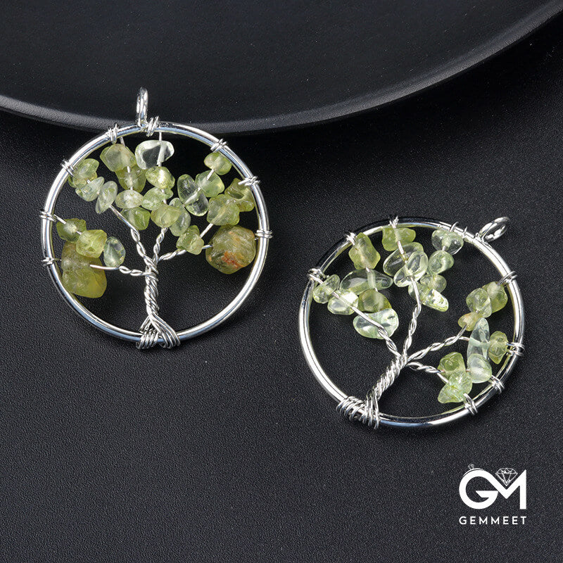 Tourmaline Stone Tree of Life Pendant