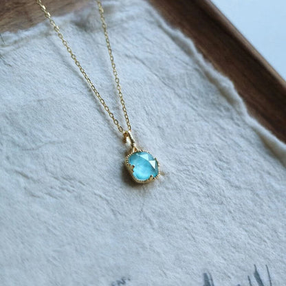 Square Faceted Aquamarine Necklace