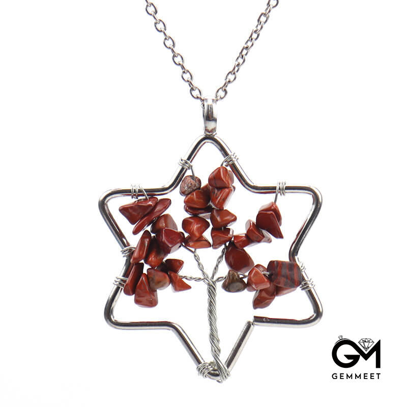 Hexagram Tree of Life Crystal Pendant Necklace