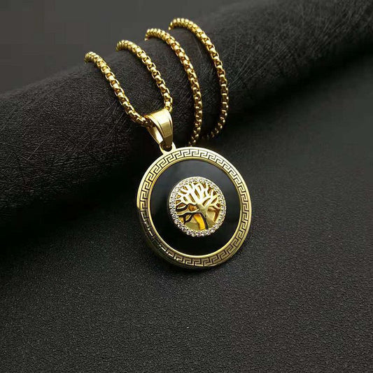 Hip Hop Jewelry Gold Plated Micropaved Zirconia Tree of Life Pendant