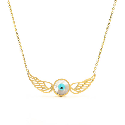 Hollow Evil Eye Wings Pendant Necklace