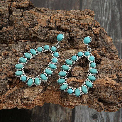 Waterdrop Cutout Set Turquoise Stud Bohemia Earrings