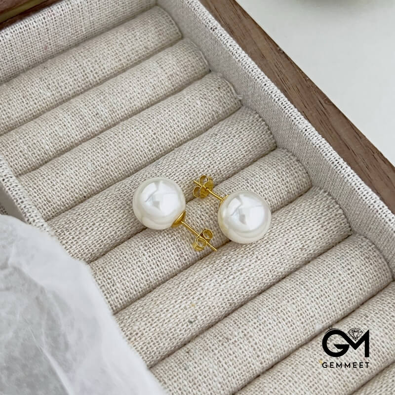 White Simple Design Exquisite 12MM Pearl Earrings