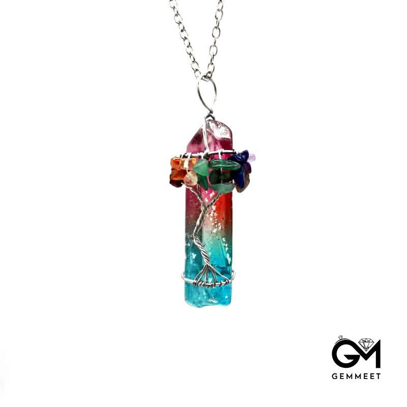 Crystal Pillar Tree of Life Necklace