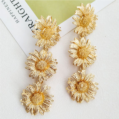 Vintage Daisy Fashion Mosaic Flower Earrings Necklace Set