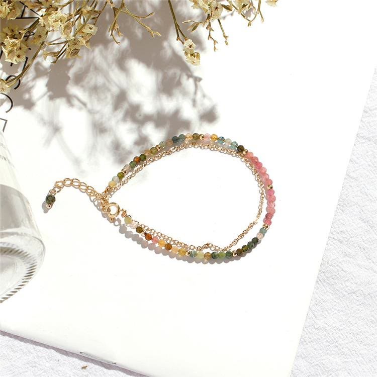 Tourmaline Gold Plated Copper Double Thin Bracelet