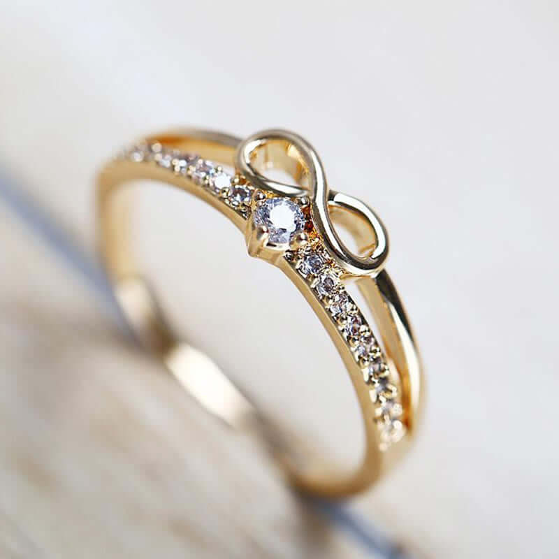 "Together In Love" Simple Inlaid Zircon Ring