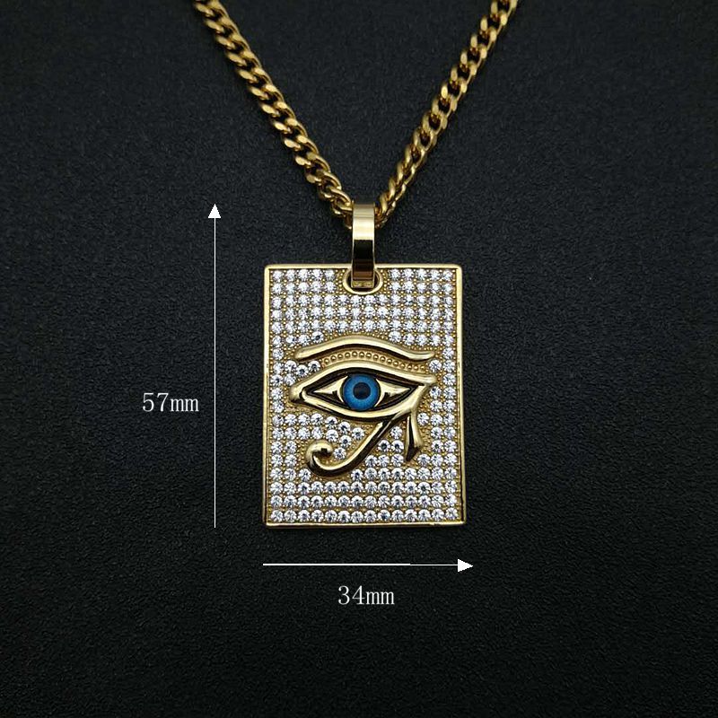 HIPHOP Jewelry Gold Plated Zircon Eye of Horus Pendant