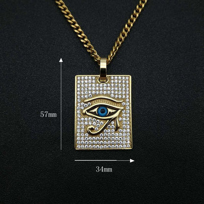 HIPHOP Jewelry Gold Plated Zircon Eye of Horus Pendant