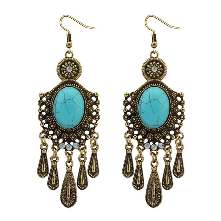 Retro Turquoise Dangle Earrings