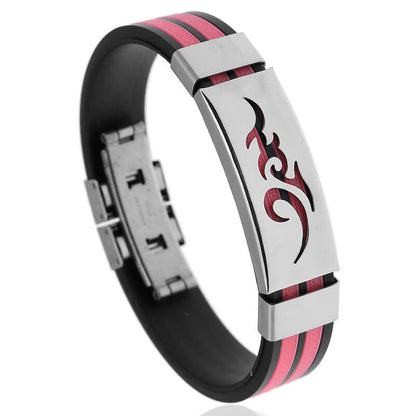 Personalized Fire Cloud Flame Silicone Stainless Steel Bracelet