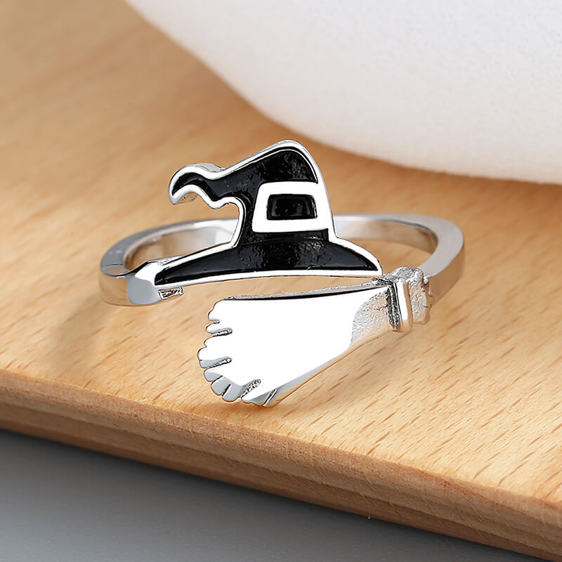 Halloween Witch Hat Broom Broom Mop Jack-o-lantern Cutout Ring