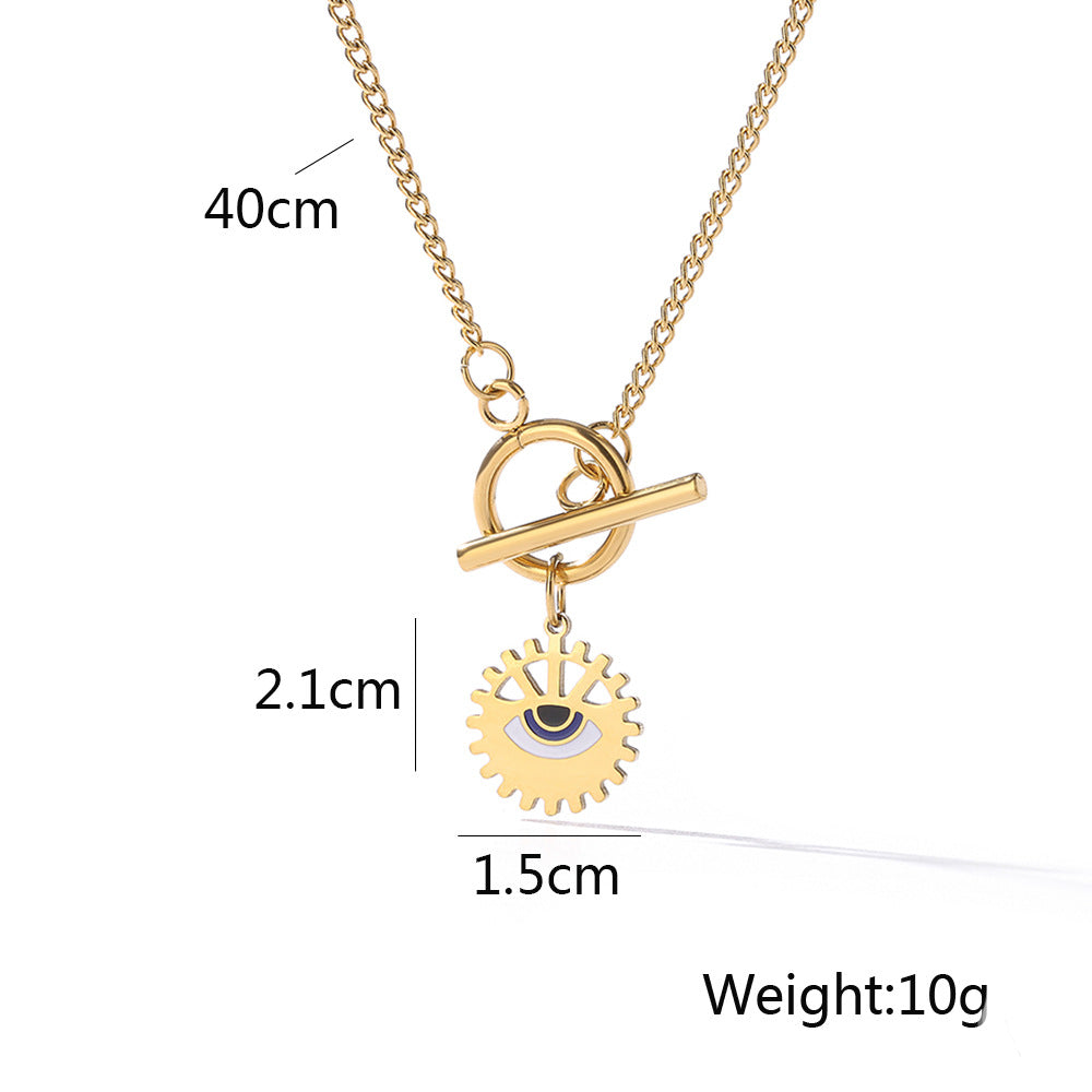 Cute Heart & Evil Eye Pendant Necklace