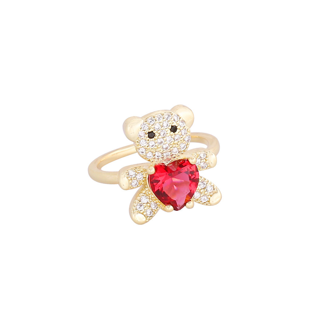 Copper Microinlaid Zircon Love Bear Ring