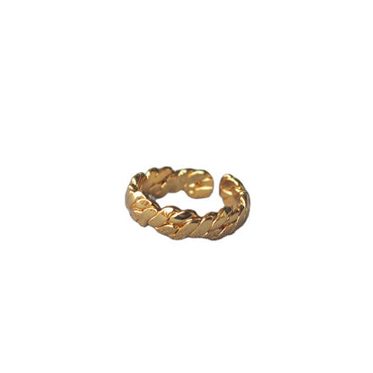 Niche Fashion Design Hand Woven Brass Gold Plated Open Ring