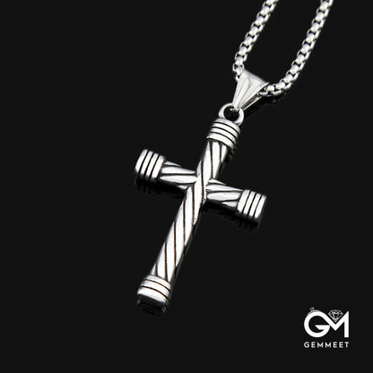 Twisted Pattern Cross Titanium Steel Necklace