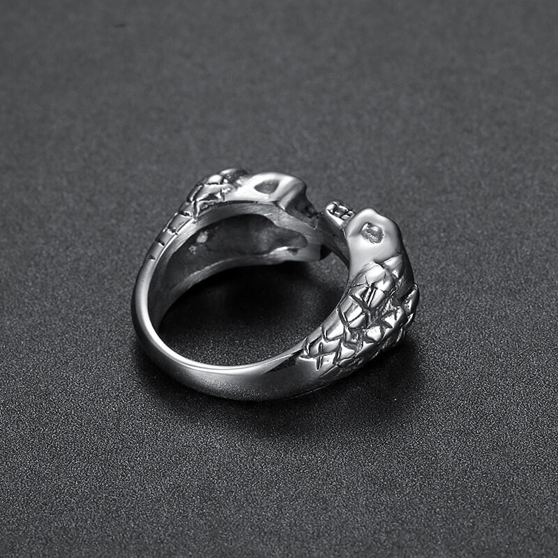 Stainless Steel Double Skull Small Head Ring