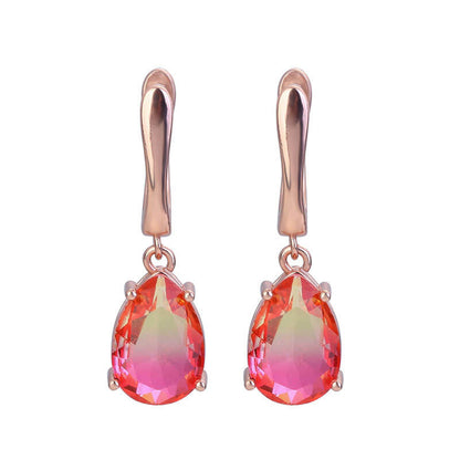 Pear Cut Color Gem Dangle Earrings