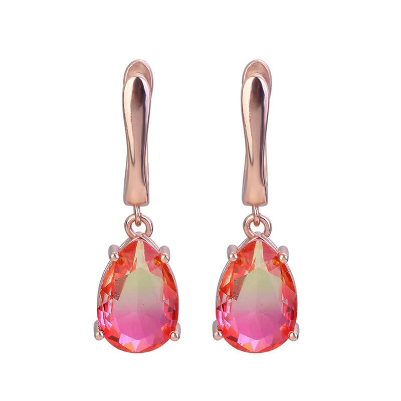 Pear Cut Color Gem Dangle Earrings