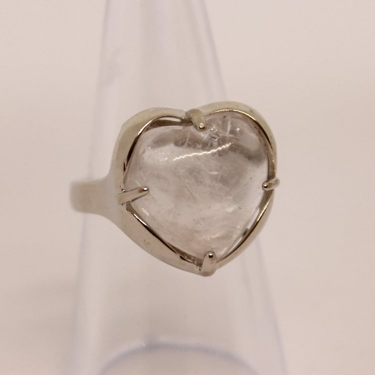 Natural Stone Crystal Heart Ring