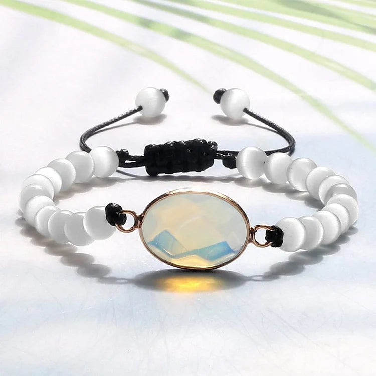 Cat's Eye Stone Beaded Opalite Bracelet