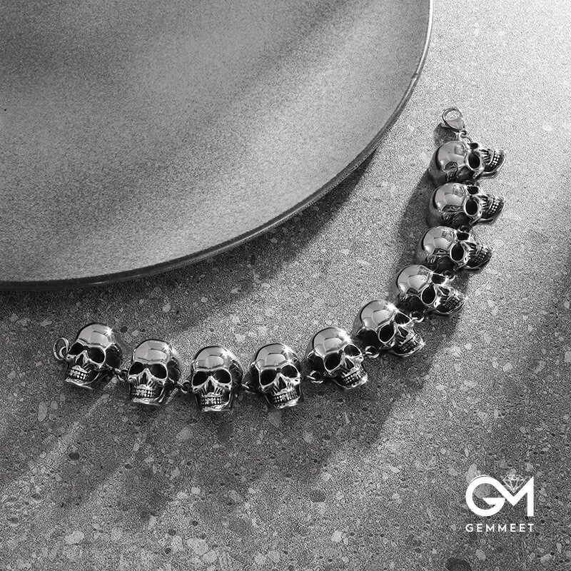 Vintage Multi-skull Alloy Bracelet