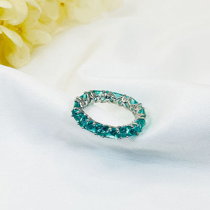 Simple Inlaid Light Blue Zircon Ring