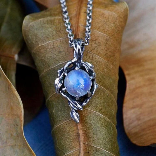 Moonstone Flame Drop Pendant Necklace