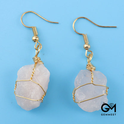 Simple Golden Winding Crystal Earrings