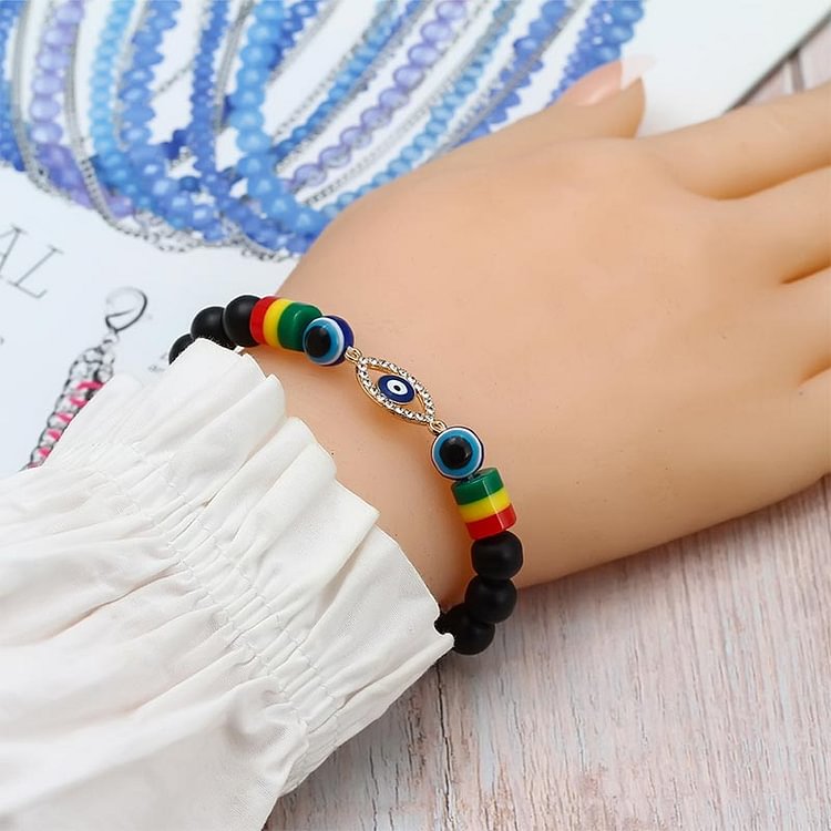 Obsidian Evil Eye Symbol Hamsa Symbol Bracelet