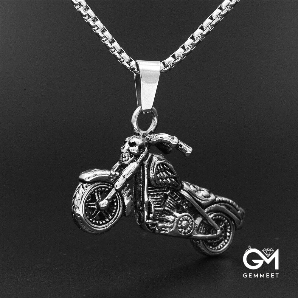 Motorcycle Skeleton Pendant Necklace