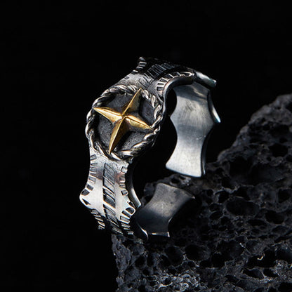 "Starlight" Vintage Handmade Men's Cross Ring