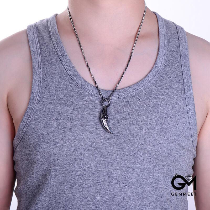 Titanium Steel Horn Necklace for Men