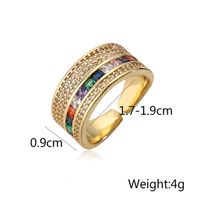 Color Stones Thick Band Ring