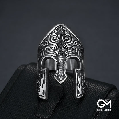 Stainless Steel Armor Warrior Mask for Men Ring