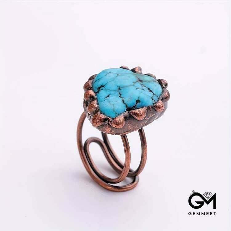 Irregular Turquoise Vintage Adjustable Ring