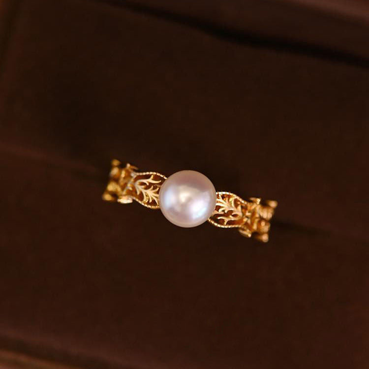 Pearl-Encrusted Adjustable Ring