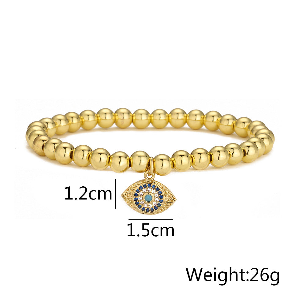 Golden Full Stones Evil Eye Pendant Bracelet & Bangle