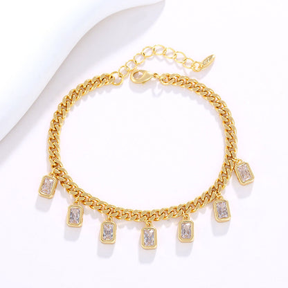 Premium Inlaid Square Zirconia Tassel Bracelet