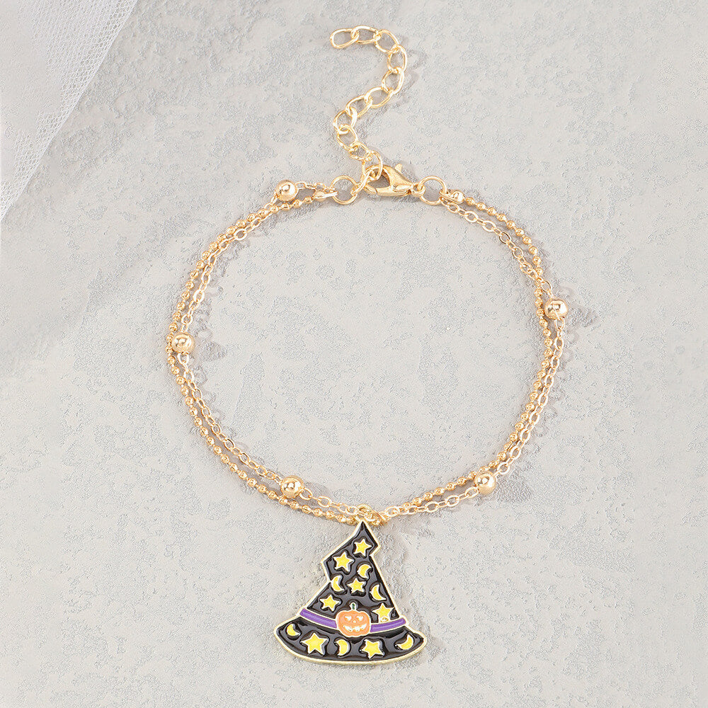 Halloween Simple and Personalized Metal Chain Bat Spider Web Bracelet