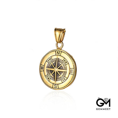 Stainless Steel Compass Necklace for Men